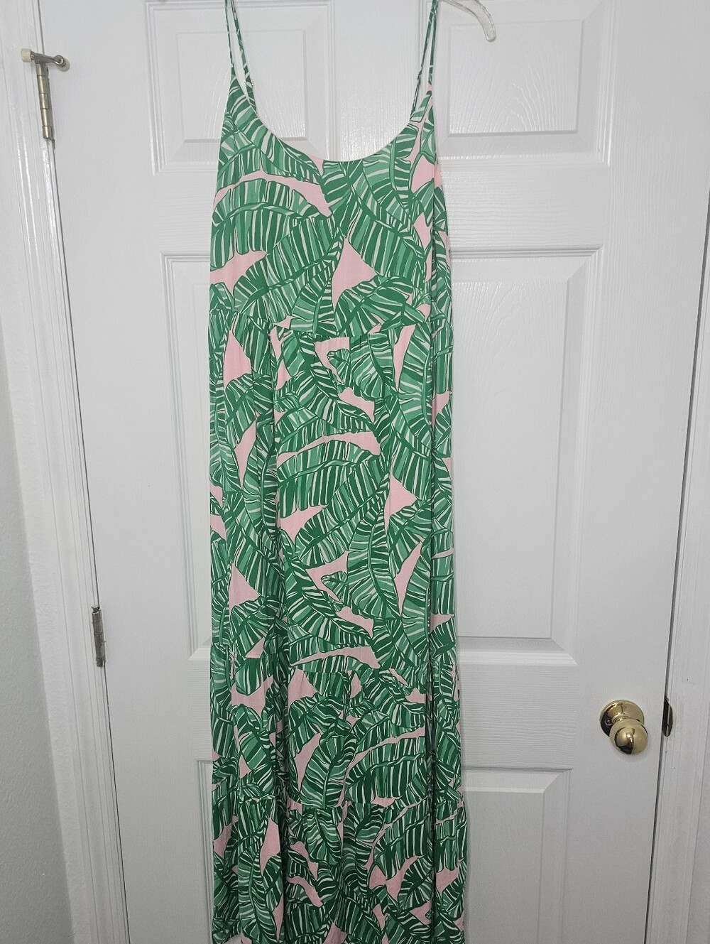 Lilly Pulitzer Green Tropical Leaf Maxi Dress with Pink Accents - Picture 9 of 9